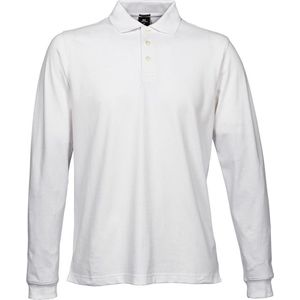 Tee Jays Heren Luxe Stretch Poloshirt met lange mouwen (Wit)
