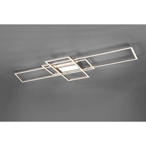 LED Plafondlamp - Plafondverlichting - Trion Urano - 60W - Aanpasbare Kleur - Afstandsbediening - Dimbaar - Rechthoek - Mat Nikkel - Aluminium