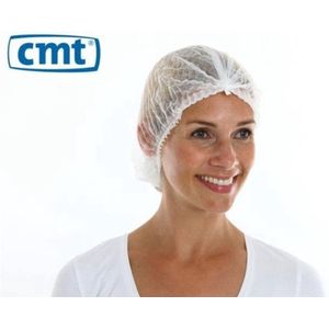 CMT| 300 haarnetjes WIT maat L | non woven | latexvrij | clip cap wegwerp haarnetje