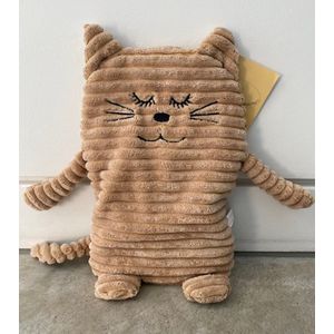 Inwolino warmteknuffel kat / poes 27 cm die in de magnetron opgewarmd kan worden - magnetronknuffel poes - opwarmknuffel warmie kat - knuffel kat - knuffel poes - bruin