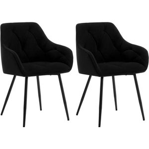 Rootz Velvet Eetkamerstoel - Elegante stoel - Comfortabel zitcomfort - Luxe fluweel, stevig metalen frame, ergonomisch ontwerp - 56 cm x 83,5 cm x 53 cm