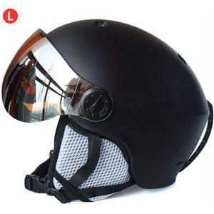 Skihelm - Met Vizier - Ski Gadgets - Dames - Heren - Wintersport - Ski - Zwart - Maat L