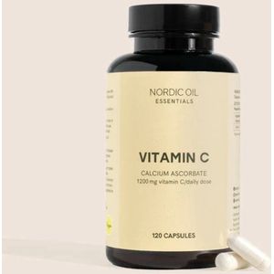 Nordic Oil - Vitamine C - 120 Veganistische Capsules - 600 mg Calciumascorbaat - Maagvriendelijk