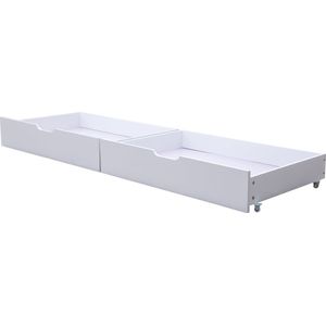 Merax Schuifladen Set van 2 - Twee Lades voor Onder het Bed - MDF + Wielen - Wit