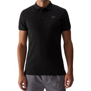 Koszulka polo męska regular 4F M316 bawełniana czarna gładka z logo XXL