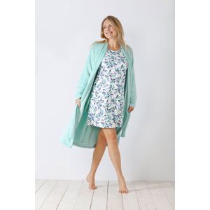 Zachte turquoise velours fleece dames badjas - Blauw - Maat - 36/38