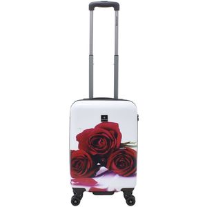 Saxoline - Handbagage Koffer - 54cm - Rood Rozenprint - Harde Trolley