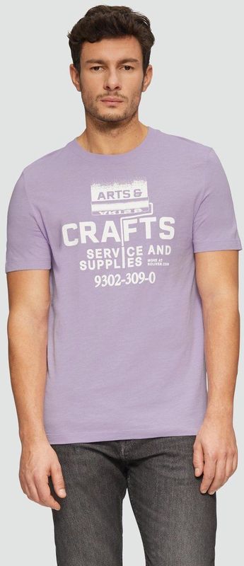 T-shirt - Katoen - Heren - Normale Pasvorm - Ronde Hals - Vlamgarentextuur