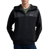 Replay - Half-Zip Hoodie - Zwart - Regular Fit