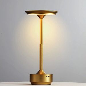 LuxiLamps tafellamp oplaadbaar - Luxe Touch Tafellamp - Oplaadbare Draadloze Decoratie Lamp - USB - Goud - Dimbaar - Bureaulamp - Eettafel Lamp