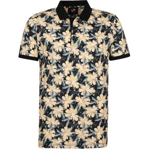 Suitable - Polo Bloemen Donkerblauw - Modern-fit - Heren Poloshirt Maat M