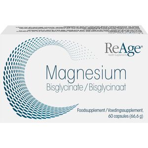 ReAge Magnesium Bisglycinaat - 60 capsules - Magnesium Tabletten - Vermoeidheid - Spieren & Gewrichten (spierkrampen) - Zenuwen - Botten - Energie - Slaap - Hoogwaardige Magnesium Formule - ReAge