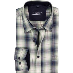 CASA MODA - Sport Comfort Fit - Overhemd - Blauw met Groen en Wit Geruit - Strijkvriendelijk