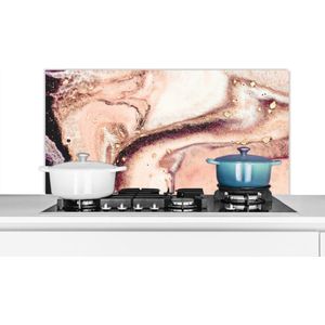 Spatscherm keuken 100x50 cm - Kookplaat achterwand Steen - Marmer print - Edelsteen - Abstract - Natuur - Roze - Muurbeschermer - Spatwand fornuis - Hoogwaardig aluminium