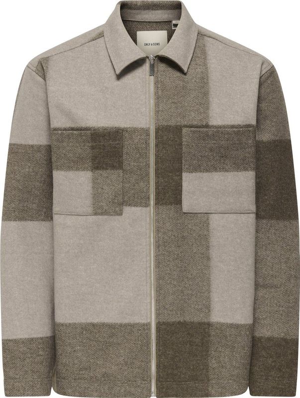 ONLY & SONS ONSWAKE CHECKED ZIP OVERSHIRT Heren Overhemd - Maat S