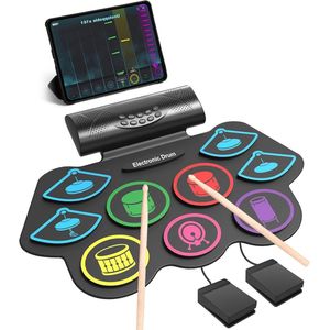 Opvouwbaar Elektronisch Drumstel met 9 Pads en Bluetooth - Perfect voor Kinderen en Beginners
