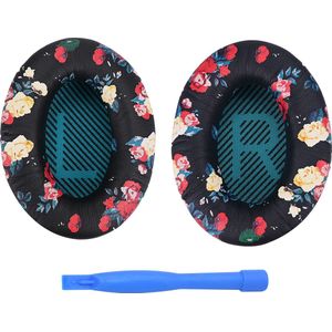 Vervangende Oorkussens voor Bose QuietComfort 35 (QC35)/Bose Quiet Comfort 35 II (QC35 II) Over-ear Hoofdtelefoon van MMOBIEL - Protein PU Koptelefoon Oorkussens - Hoofdtelefoon Earpads – Bloemenprint