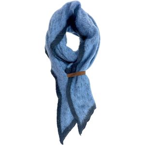 LOT83 Sjaal Fem - Vegan leren sluiting - Omslagdoek - Ronde sjaal - Lichtblauw, blauw - 1 Size fits all