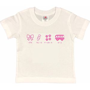 Shirt Aankondiging zwangerschap Rebus Ik word grote zus | korte mouw | wit/roze | maat 110/116 zwangerschap aankondiging bekendmaking Baby big sis sister