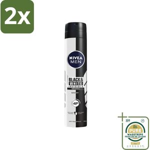 Nivea - Men - Deodorant - Spray - Black & White Invisible Original - 150 ml - Voordeelverpakking - 2 stuks - Deodorant spray - Anti-transpirant