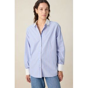 Sissy-Boy - Blauwe Gestreepte Blouse - 100% Katoen - Lange Mouwen