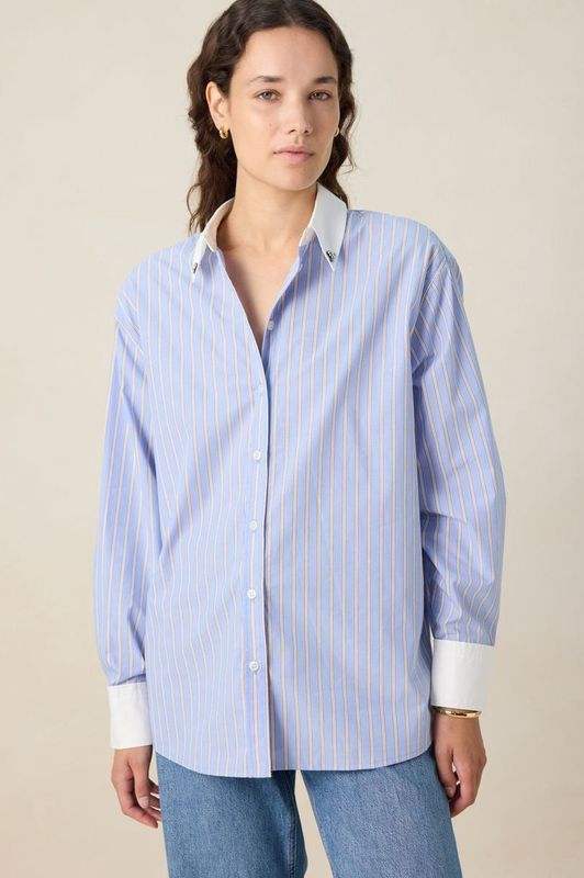 Sissy-Boy - Blauwe Gestreepte Blouse - 100% Katoen - Lange Mouwen