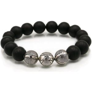 Edelsteen armband - Onyx Mat 12MM - 925 Sterling Zilver - Natuursteen armband - Heren armband kralen - Cadeau voor man - InfinityBeads.nl