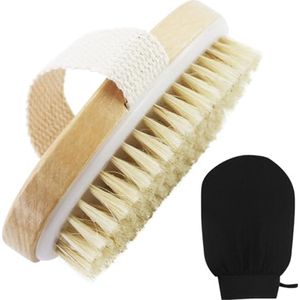Lichaamsborstel en Scrub Handschoen Set voor Natuurlijke Exfoliatie