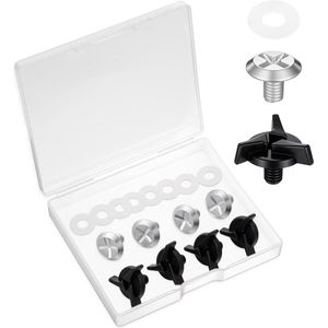 Nordivar - Motorhelm schroeven set met rubberen ringen - 8 stuks - Vizier schroeven - Motorhelm-accessoires - Zwart/zilver.