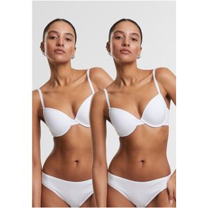 Urban Classics - Basic Cotton Bra - Wit - Damesbeha - 2-pack