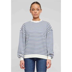 Urban Classics - Oversized Striped Crewneck sweater/trui - M - Beige/Blauw