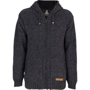 Gebreid Wollen Heren/Uni Vest van Schapenwol met Katoenen Voering en vaste capuchon - SHAKALOHA - M Quantum Antracite S