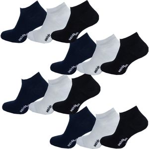 WeirdoSox Bamboe Sokken 12 paar - Enkelsokken Heren & Dames - Grijs, Blauw, Zwart - Maat 35-40 - Naadloos | Vochtregulerend | Anti-bacterieel