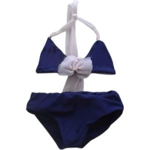 Maat 56 Bikini blauw Baby en kind donkerblauw zwemkleding  roze strik