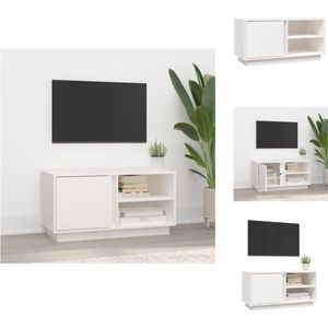 vidaXL Tv-meubel - Grenenhout - 80 x 35 x 40.5 cm - Wit - Kast