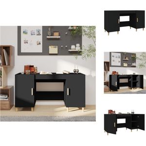 vidaXL Bureau Meubel - 140 x 50 x 75 cm - Zwart houten bureau met opbergruimte - Bureau