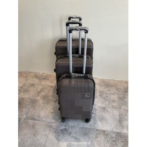 Kofferset - 3 delig met TSA slot - Kleur Koffie BRUIN - Materiaal ABS - Vakantie - Zon - handbagage en grote koffer
