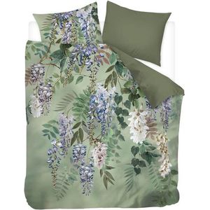 Snoozing June - Flanel - Dekbedovertrek - Lits-jumeaux - 240x200/220 cm - Olijfgroen