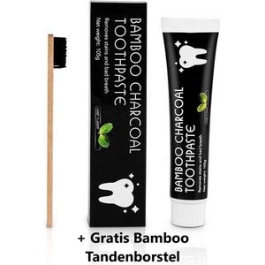 Charcoal Tandpasta 105g + Gratis Bamboo Tandenborstel