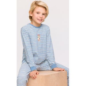 Woody Jongens-Heren Pyjama blauw-witte streep - maat 074/9M