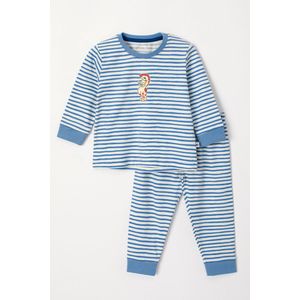 Woody pyjama baby jongens - blauw/wit gestreept - zeepaardje - 241-10-PLC-Z/921 - maat 74