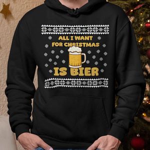 Foute Kerst Hoodie Zwart All I Want For Christmas Is Beer S