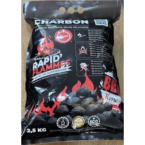 Rapid Flames BBQ Briketten 2,5kg | Vlamt met 1 lucifer! Ultra snel Geur & Reukloos BBQ