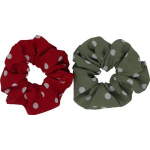 Jessidress XL Scunchie Grote Scrunchies Elastieken van sterke kwaliteit - Rood/Groen