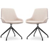 Nolon Nola-Isa Eetkamerstoelen Set van 2 Beige - Draaibaar - Stof - Zwart Onderstel - Design - Scandinavisch - Comfortabel