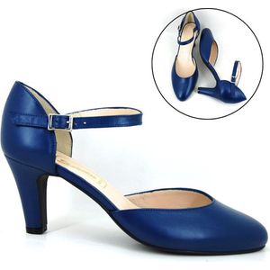 Stravers - Luxe Blauwe Pumps met Bandje Maat 34 Kleine Maten Hakken