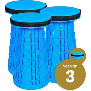 Alora opvouwbare kruk extra strong vol blauw per 3 - telescopische kruk - 250 kg - inklapbare kruk - draagbaar - kampeerstoel - opstapkrukje