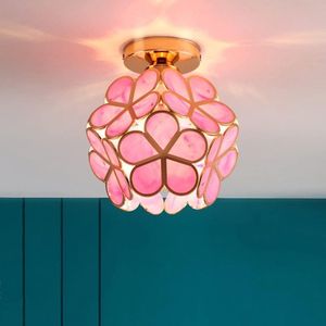Moderne Plafondlamp met Smeedijzeren Lampenkap E27 voor Slaapkamer en Hal - Roze