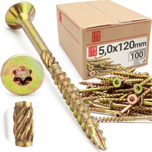 LUN FIX - Verzonken kopschroeven 5x120 voor hout KMWHT - 100 Stuks