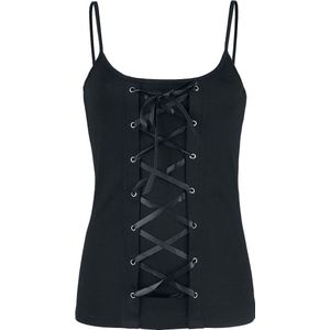 Gothicana Zwarte top met vetersluiting en dunne bandjes - Dames - M